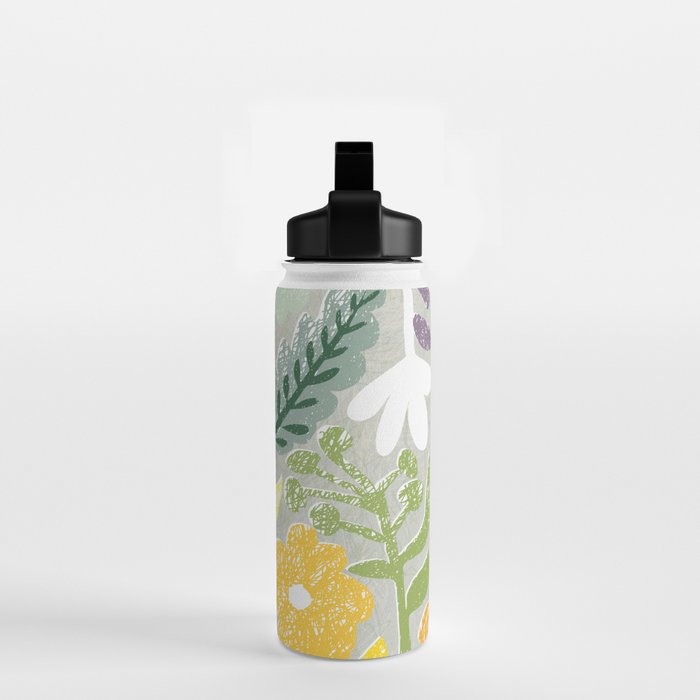 Block print spring meadow Water Bottle Gallery Image 2