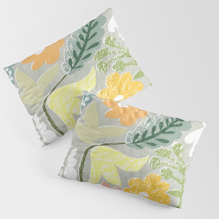 Block print spring meadow Pillow Sham Gallery Image 3