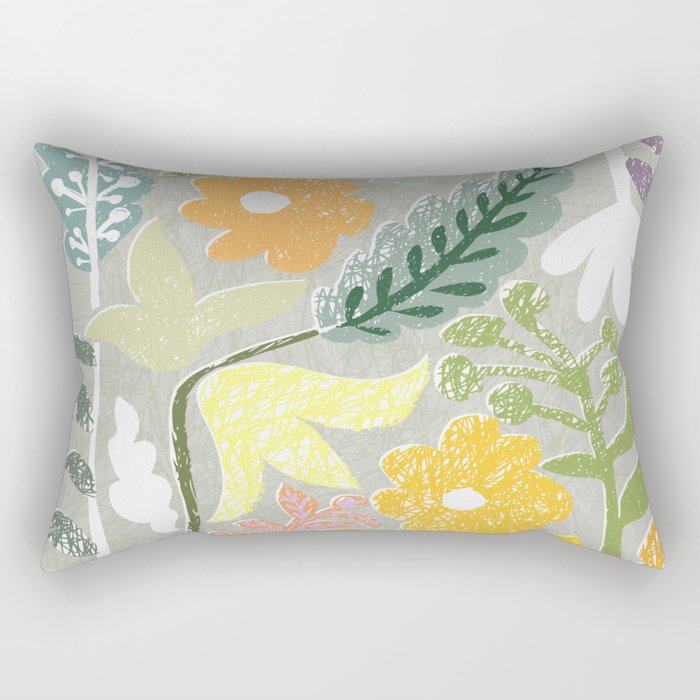 Block print spring meadow Rectangular Pillow Gallery Image 2