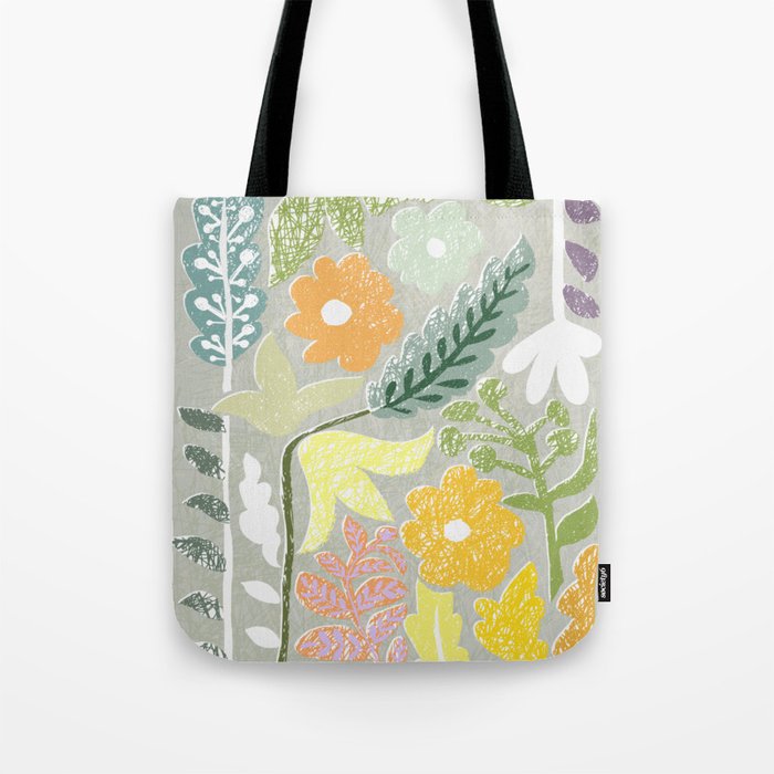 Block print spring meadow Tote Bag Gallery Image 1