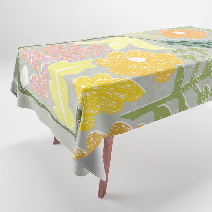 Block print spring meadow Tablecloth Gallery Image 1