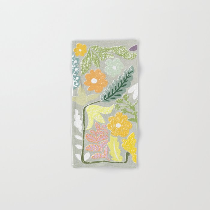 Block print spring meadow Bath Towel Gallery Image 1