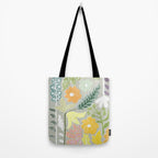 Block print spring meadow Tote Bag Gallery Image 2