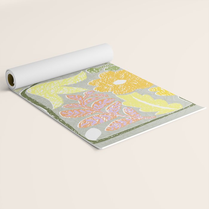 Block print spring meadow Yoga Mat Gallery Image 2