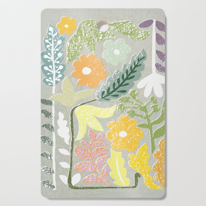 Block print spring meadow Cutting Board Gallery Image 1
