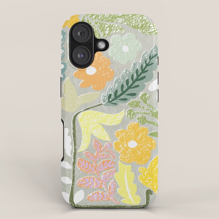Block print spring meadow iPhone Case Gallery Image 1