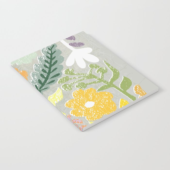 Block print spring meadow Notebook