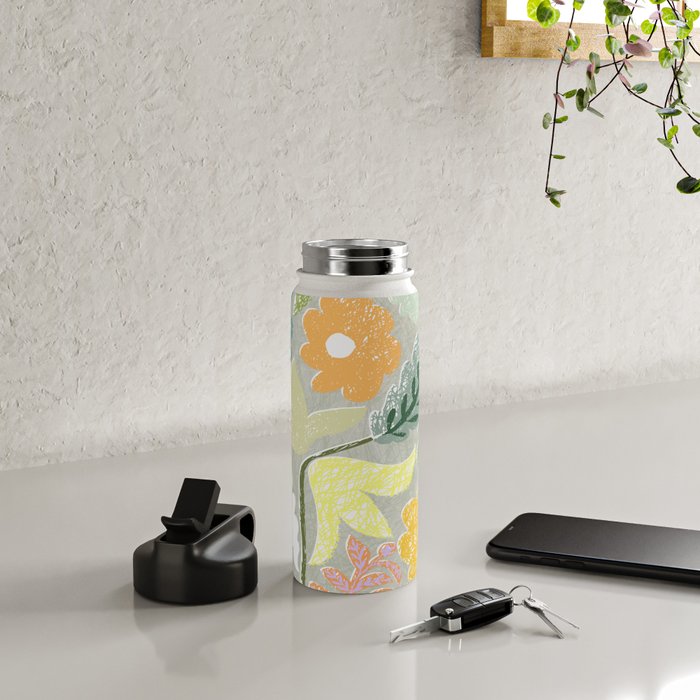 Block print spring meadow Water Bottle Gallery Image 4