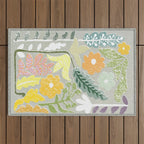 Block print spring meadow Outdoor Rug Gallery Image 1