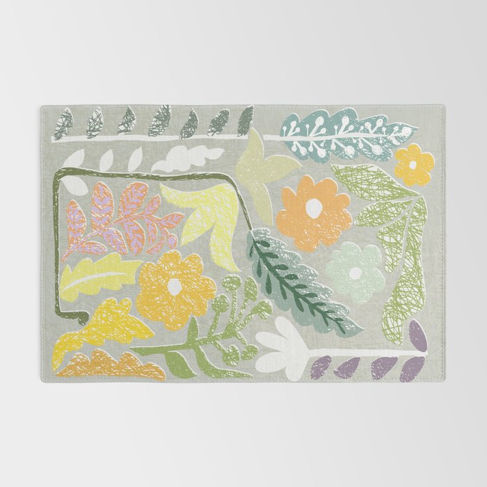 Block print spring meadow Rug Gallery Image 2