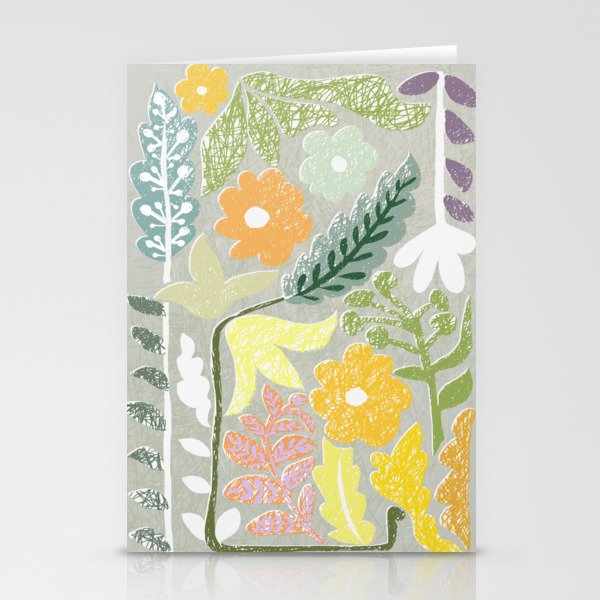 Block print spring meadow Stationery Card Gallery Image 2
