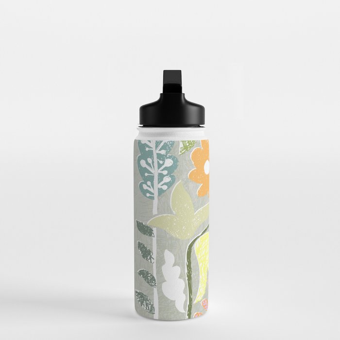 Block print spring meadow Water Bottle Gallery Image 3