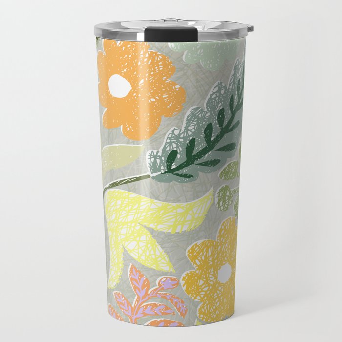 Block print spring meadow Travel Mug Gallery Image 1