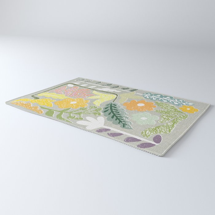 Block print spring meadow Rug Gallery Image 3