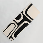 Palm Springs Retro Midcentury Modern Abstract Pattern Black and Almond Cream Yoga Mat Gallery Image 1
