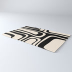 Palm Springs Retro Midcentury Modern Abstract Pattern Black and Almond Cream Rug Gallery Image 3
