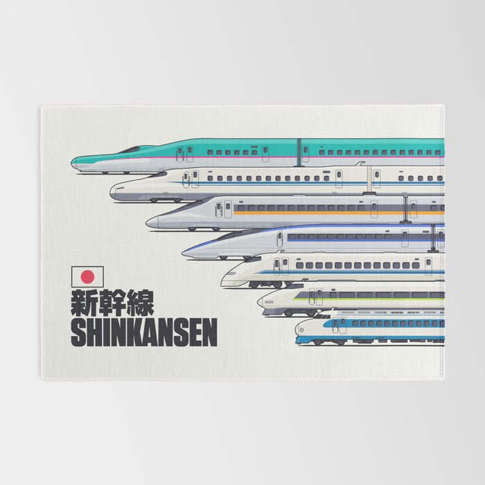Shinkansen Bullet Train Evolution - White Rug Gallery Image 2