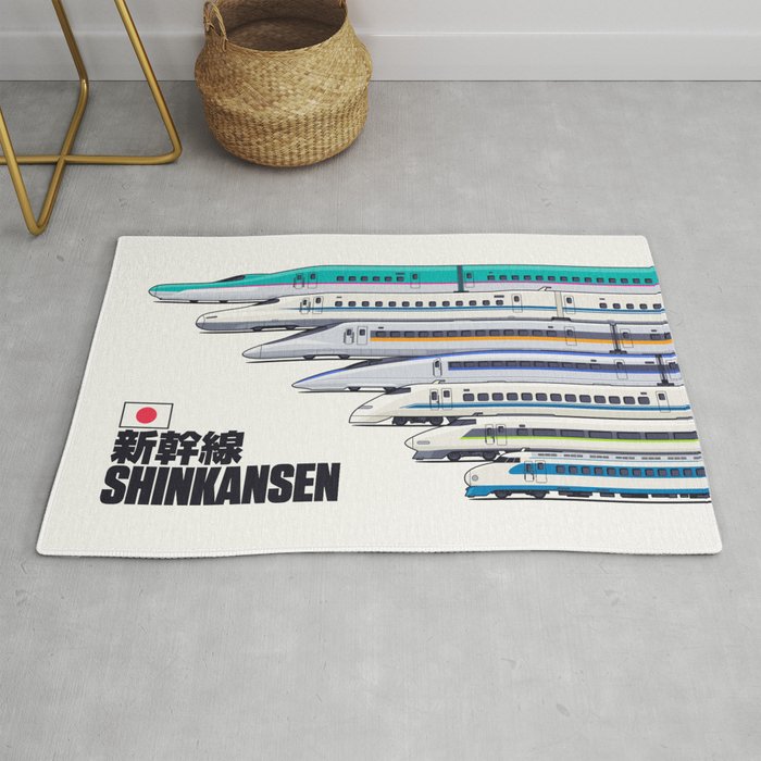 Shinkansen Bullet Train Evolution - White Rug Gallery Image 1