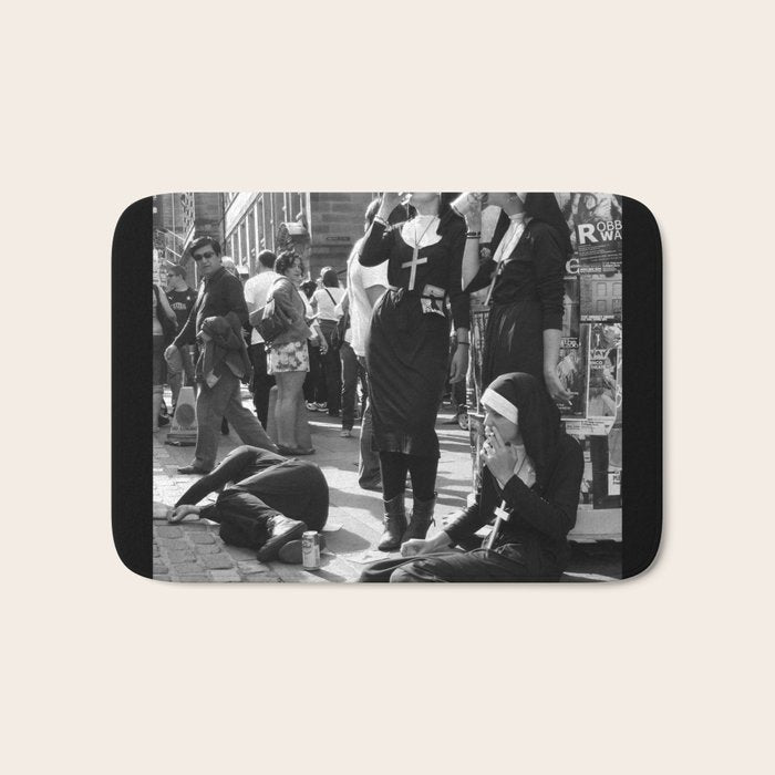 Nuns Photography Rebellious Nuns Drinking and Smoking Poster | Smoking Nuns Vintage Photo -Smoking Bath Mat Gallery Image 1