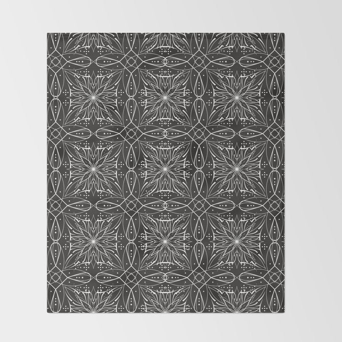 BW starry abstract mosaic A Throw Blanket Gallery Image 2