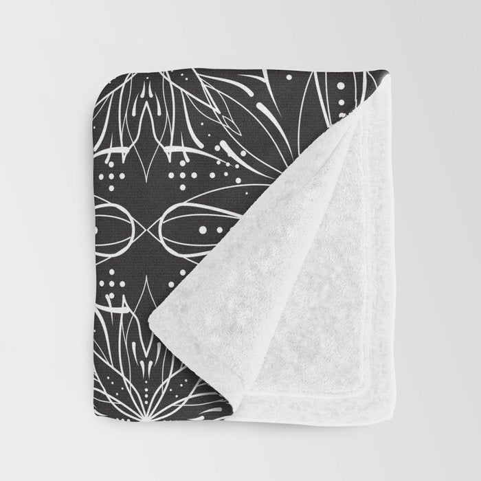BW starry abstract mosaic A Throw Blanket Gallery Image 3