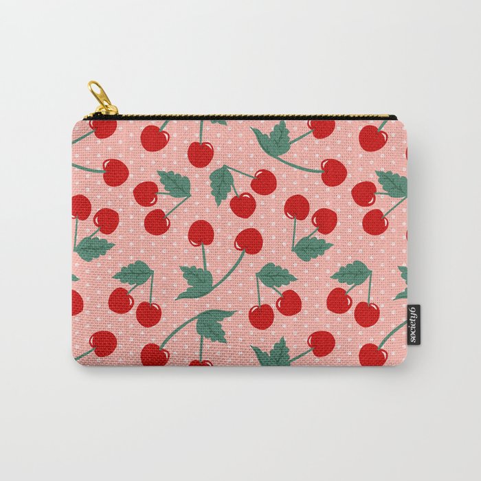 Cherry Kitsch on Pink Carry All Pouch Gallery Image 1