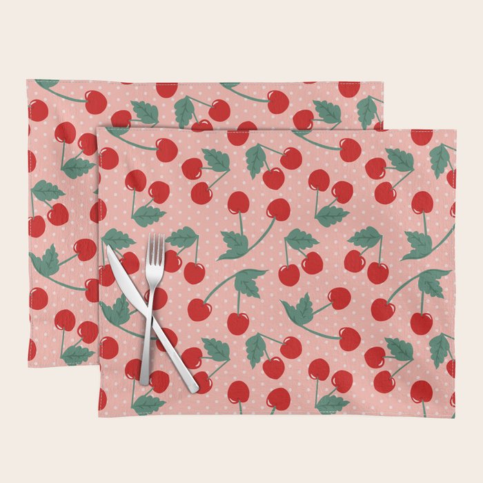 Cherry Kitsch on Pink Placemat Gallery Image 1