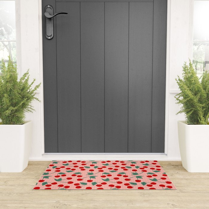 Cherry Kitsch on Pink Welcome Mat Gallery Image 3