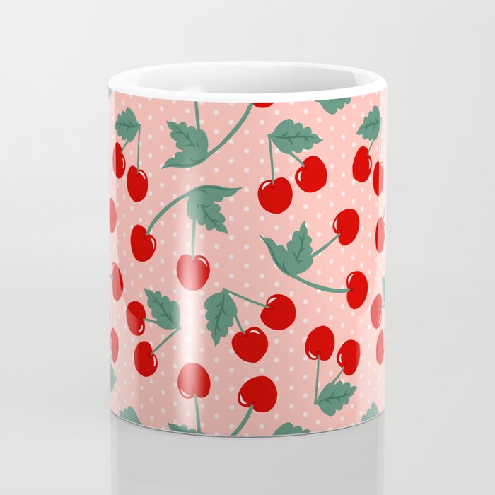 Cherry Kitsch on Pink Coffee Mug Gallery Image 4