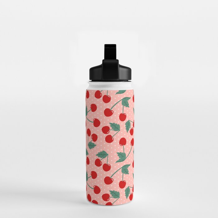 Cherry Kitsch on Pink Water Bottle Gallery Image 2