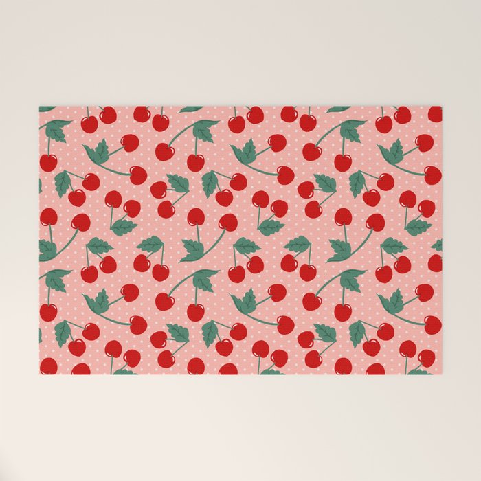 Cherry Kitsch on Pink Welcome Mat Gallery Image 1