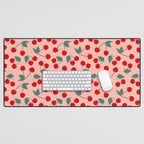 Cherry Kitsch on Pink Desk Mat Gallery Image 1