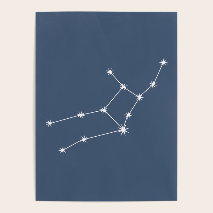 Virgo Zodiac Star Constellation Line Art Neutral Blue Poster Gallery Image 4