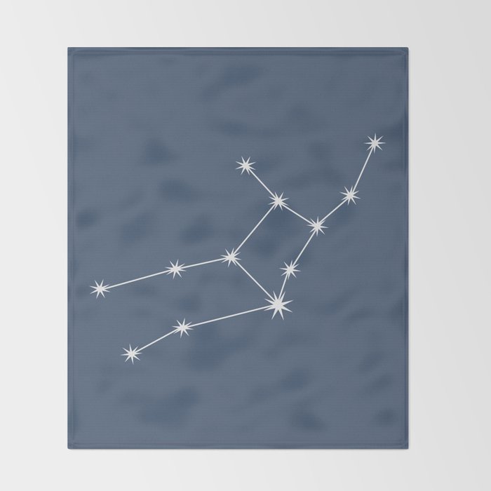 Virgo Zodiac Star Constellation Line Art Neutral Blue Throw Blanket Gallery Image 2