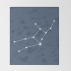 Virgo Zodiac Star Constellation Line Art Neutral Blue Throw Blanket Gallery Image 2