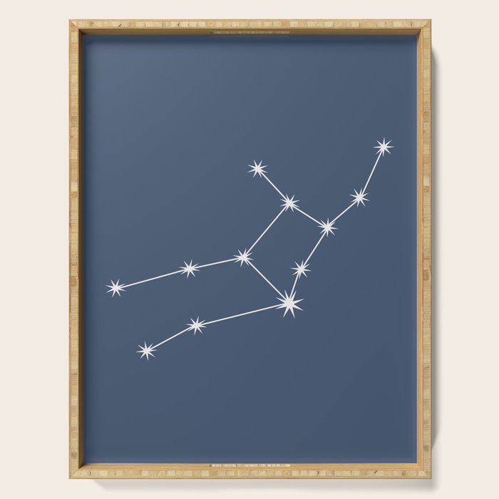 Virgo Zodiac Star Constellation Line Art Neutral Blue Serving Tray Gallery Image 1