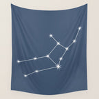Virgo Zodiac Star Constellation Line Art Neutral Blue Wall Tapestry Gallery Image 4
