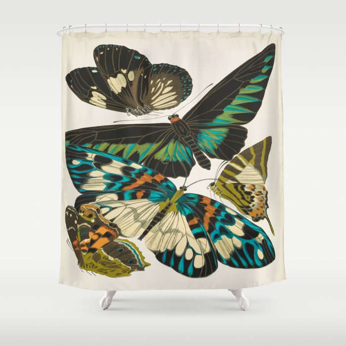 Vintage Butterfly Illustration EA Seguy Papillon Shower Curtain Gallery Image 1