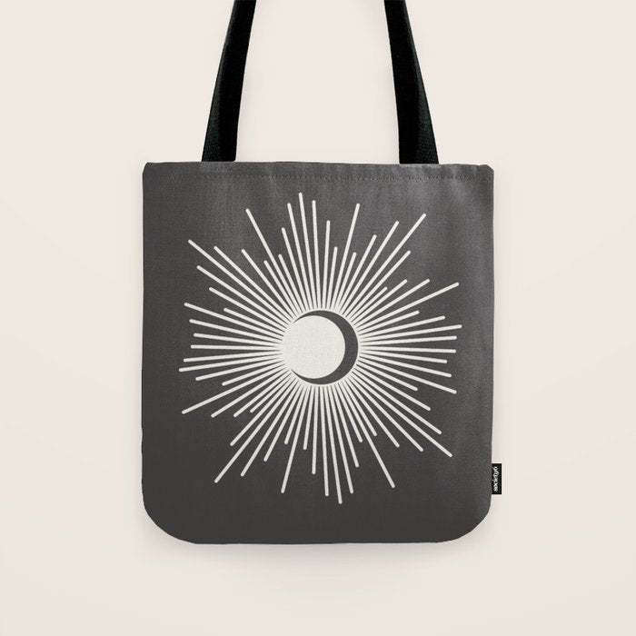 Sun and Moon - Charcoal Gray  Tote Bag Gallery Image 1