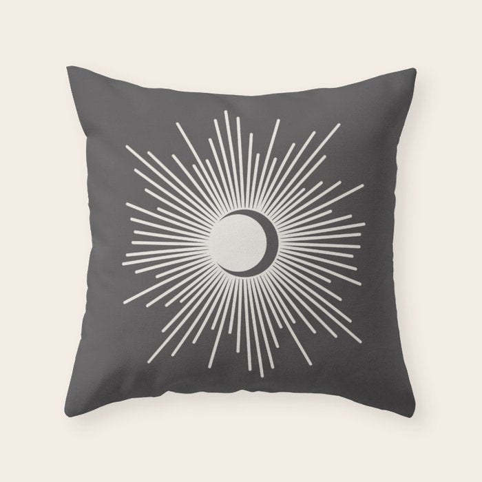 Sun and Moon - Charcoal Gray  Throw Pillow Gallery Image 6