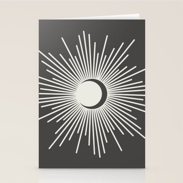 Sun and Moon - Charcoal Gray  Stationery Card Gallery Image 1