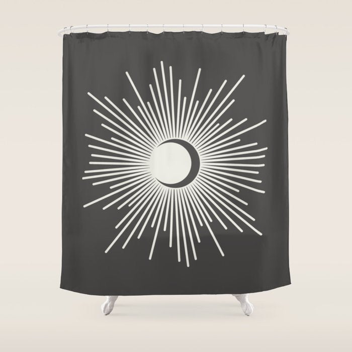 Sun and Moon - Charcoal Gray  Shower Curtain Gallery Image 1