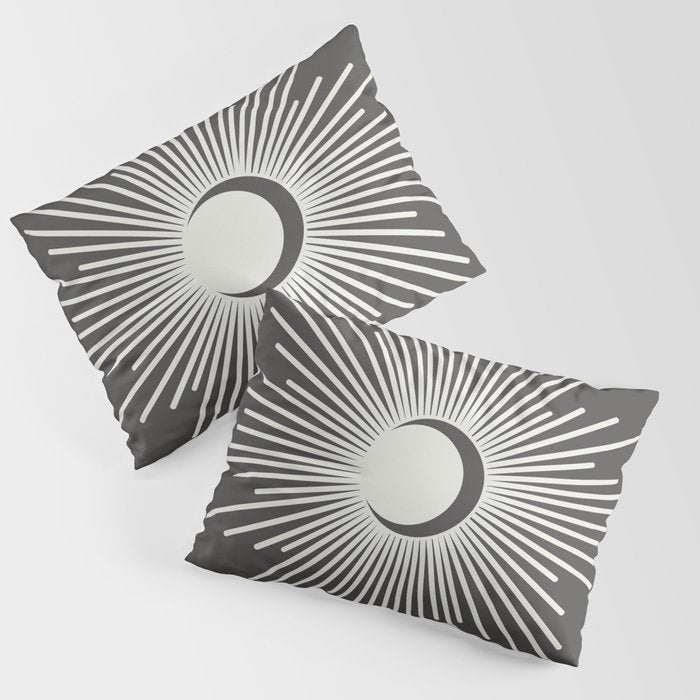 Sun and Moon - Charcoal Gray  Pillow Sham Gallery Image 1