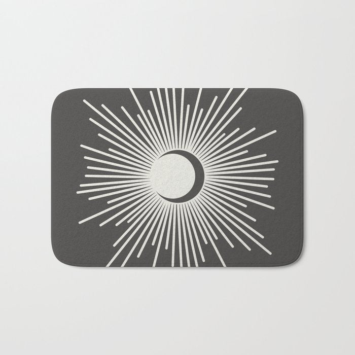 Sun and Moon - Charcoal Gray  Bath Mat Gallery Image 1