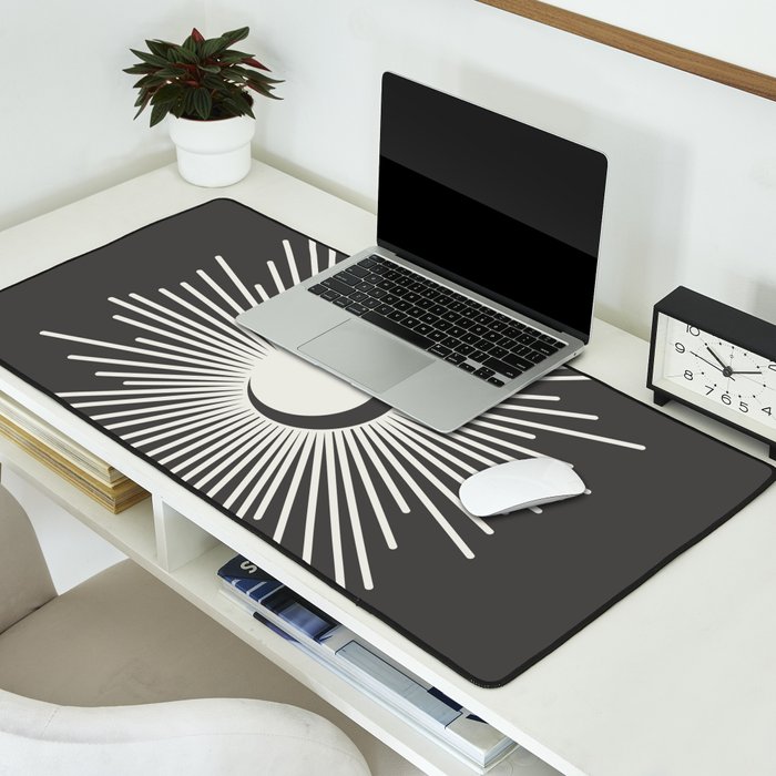Sun and Moon - Charcoal Gray  Desk Mat Gallery Image 2