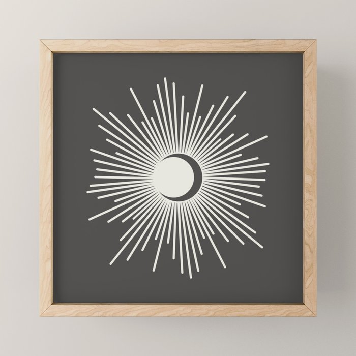 Sun and Moon - Charcoal Gray  Mini Art Print Gallery Image 1