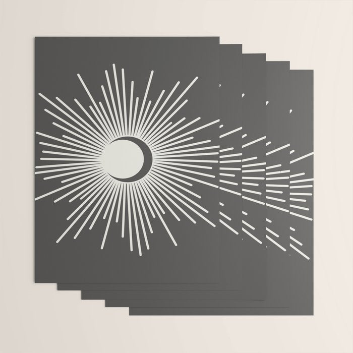 Sun and Moon - Charcoal Gray  Wrapping Paper Gallery Image 3