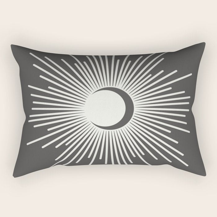 Sun and Moon - Charcoal Gray  Rectangular Pillow Gallery Image 2
