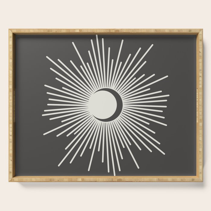 Sun and Moon - Charcoal Gray  Serving Tray Gallery Image 1