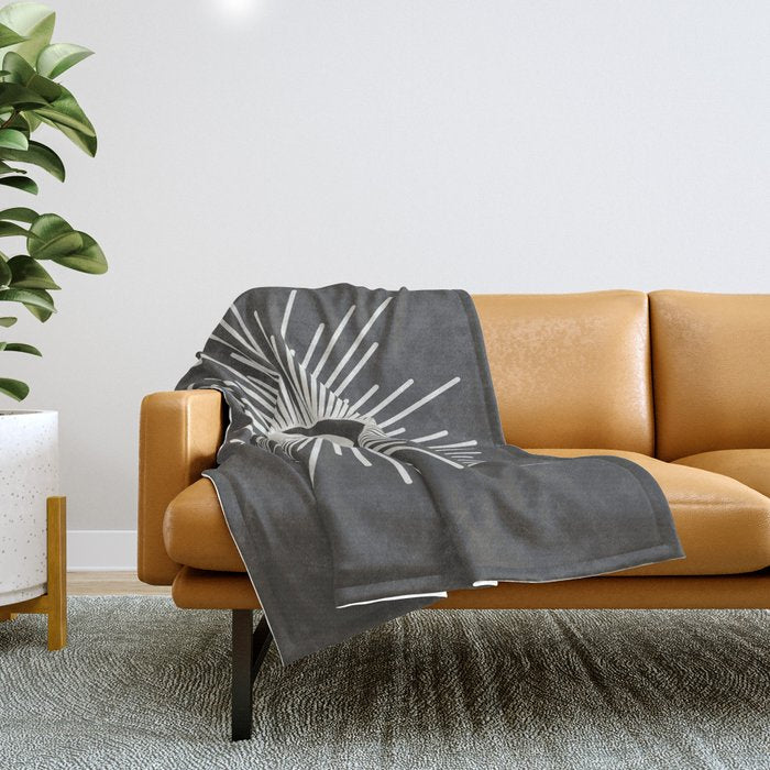 Sun and Moon - Charcoal Gray  Throw Blanket Gallery Image 1